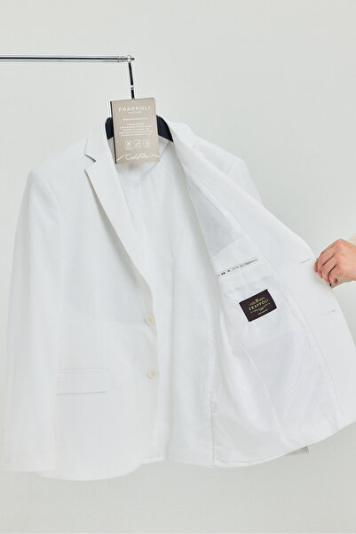 Frappoli Ανδρικό λευκό μπλέιζερ μεγάλου μεγέθους Baselnaa με επένδυση και κου...