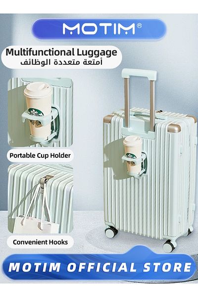 MOTIM Expandable PP Hard Shell Luggage with TSA Lock & Spinner Wheels & Cup Holder & Hook 26 inch