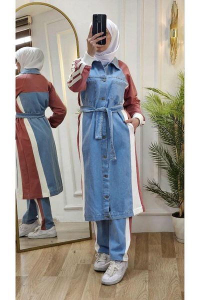 Tebrikler tekstil Women's Hijab Jeans Suit Model G2701