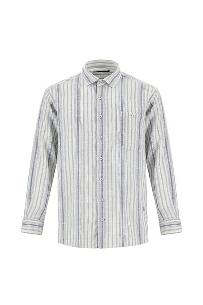 Abdullah Kiğılı Striped ReGular Fit LonG Sleeve Linen Sports Shirt