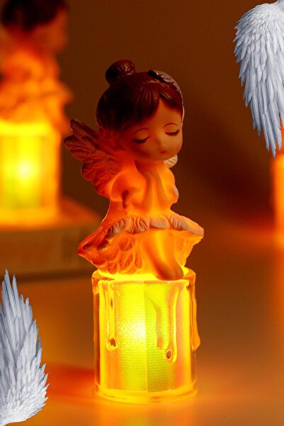 Telvesse Led Mum Kanatlı Melek Tip Dumansız Pilli Alevli Dekoratif Yapay Mum ...