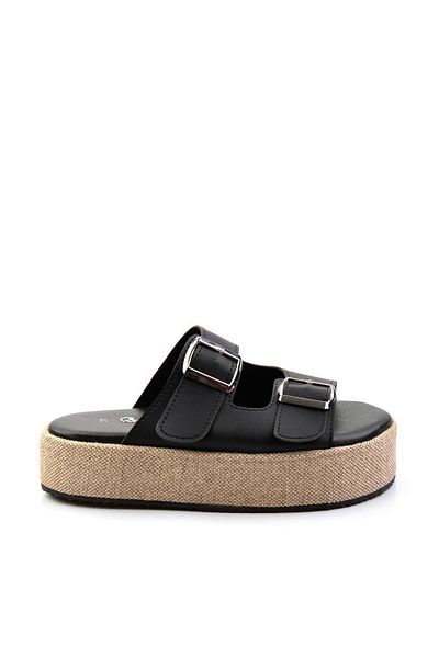 Bambi Black Leather Women's Slippers K04423050103