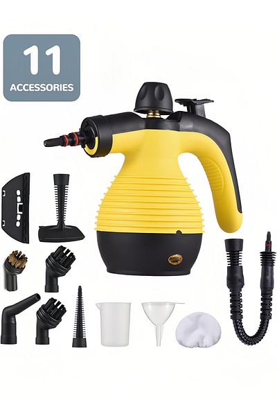 COOYA Handheld Steam Cleaner,2.6M Extended Power Cord,11Accessories and Safety Lock, Yellow,1050W