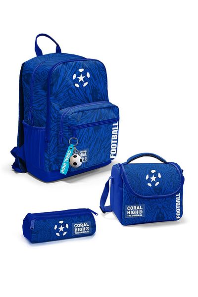 Coral High Set de 3 genți de școală cu model de fotbal Saks bleumarin SET0123697