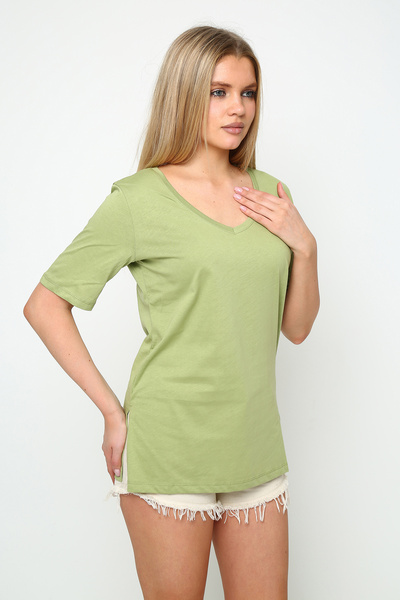 Oasis Super Quality V-Neck Regular Fit Basic Tunic with Side Slits