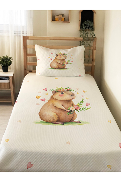 Evmila Capybara Patterned Single Pike 160X220 cm