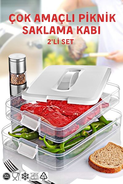 Nandy Home Set of 2 Multi-Purpose Picnic, Camping, Travel Storage Container