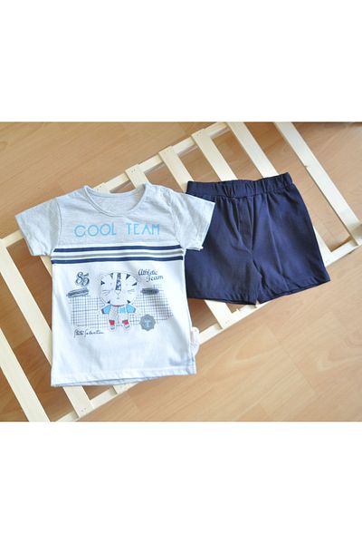 BARN KIDS Cool Time Printed Double Shorts-T-Shirt Baby Boy Suit