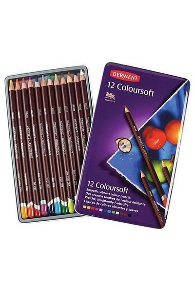 Derwent Tin Box of 12 Coloursoft 0701026
