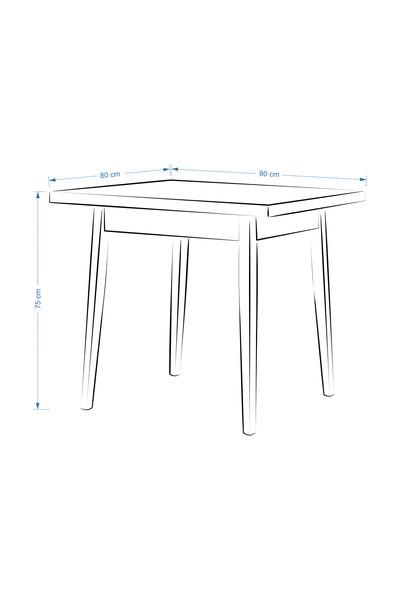 VİLİNZE Avanos Sabit Mdf Kare Ahşap Mutfak Masası - 80x80 Cm