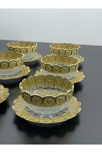 YzHome 12 Piece Luxury Gold Gilded Snack Bowl Plate for 6 People