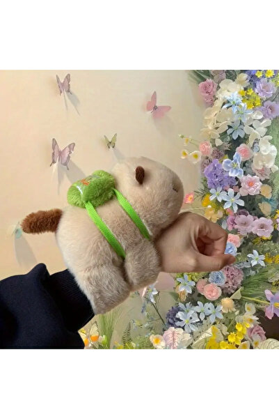 Halımax Krem Kapibara Peluş Oyuncak Bileklik Araba Dekoru Araç İçi Yumuşak Capybara Oyuncak