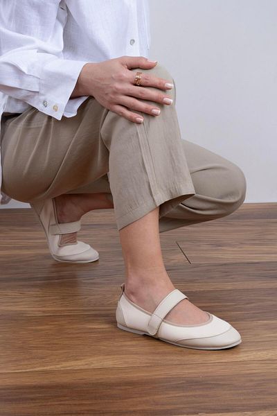 sovrana Real Leather Stretch Women's Shoes Beige