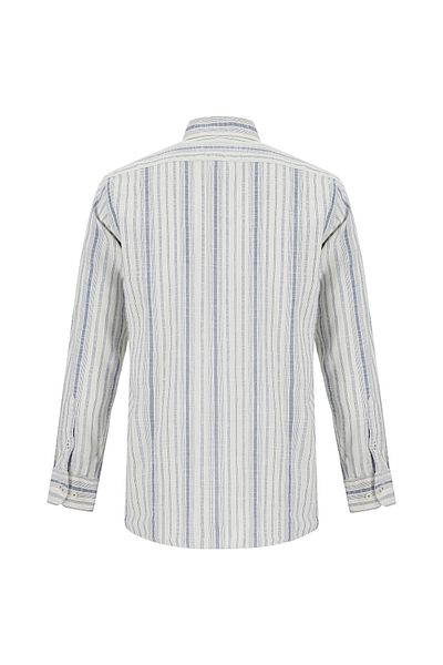 Abdullah Kiğılı Striped ReGular Fit LonG Sleeve Linen Sports Shirt