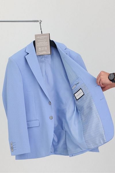 Frappoli Bortolo Ανδρικό γαλάζιο Slim Fit Sports Blazer Jacket Large Size - Oversize