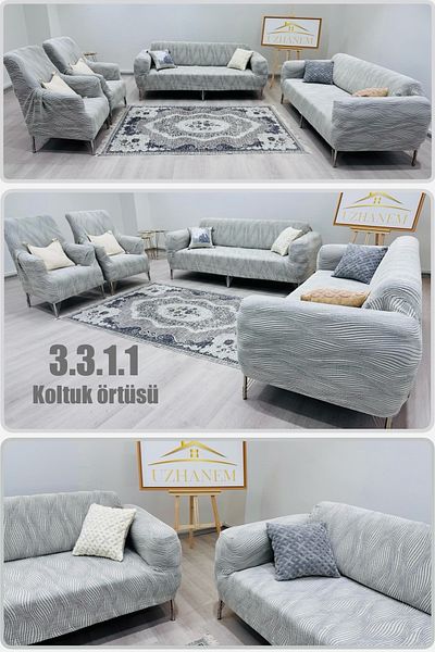 uzhanem 3 3 1 1 Stretch Elastic Ευέλικτο Βαμβακερό που πλένεται, Ζακάρ Σετ Κάλυμμα Καθίσματος Κάλυμμα Καθίσματος (ΚΡΕΜΑ)