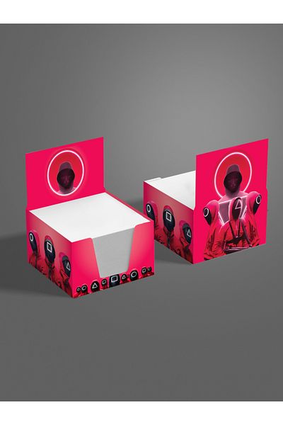 AYKUT OFSET 4Pcs,Squid Game Designed Cube Memo Pad,Boxed Block Note,Note Paper,Note Holder,Cube Note Paper 500, 8X8