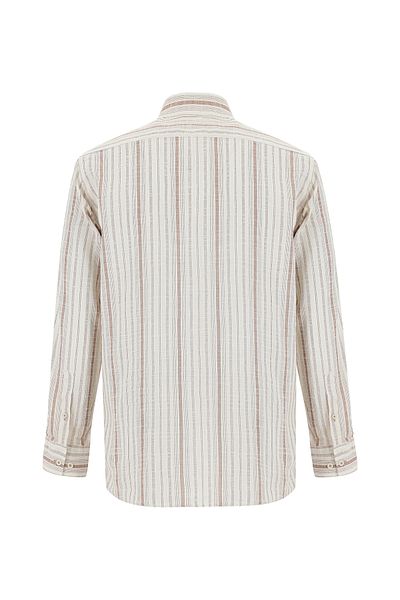Abdullah Kiğılı Long Sleeve Regular Fit Striped Sports Cotton Linen Shirt