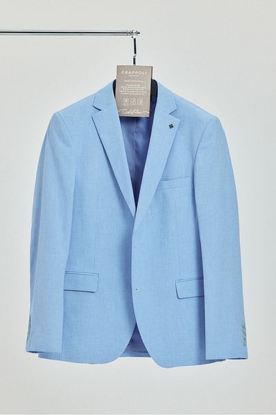 Frappoli Arunte Ανδρικό Ice Blue Mono Collar Slim Fit Blazer (Μεγάλο μέγεθος - Υπερμεγέθη)