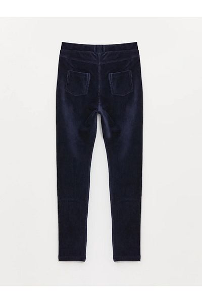 LC Waikiki Lcw Kids Navy Blue Elastic Waist Girls' Velvet Trousers