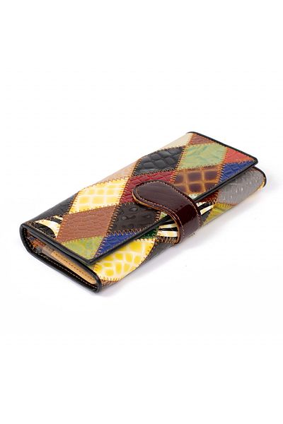 delis Portofel Dama Casilda Pt1155, Piele Naturala, Model Multicolor