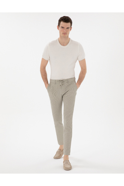 Pierre Cardin HAKİ Slim Fit Gofre Yazlık Kanvas Pantolon 50305235-VR027