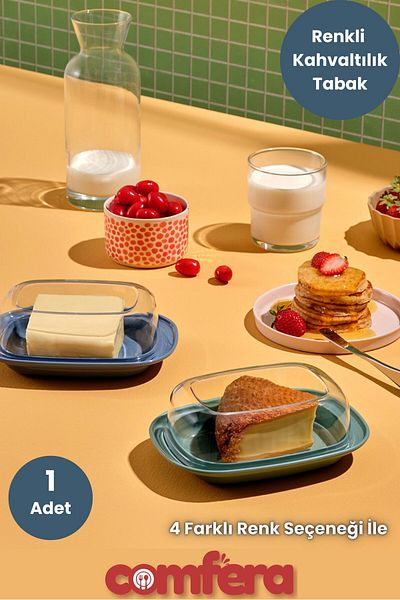 BAGER MARKET Comfera Breakfast Plate, Butter, Cheese Plate, Plastic Breakfast Plate, 4 Different Color Options
