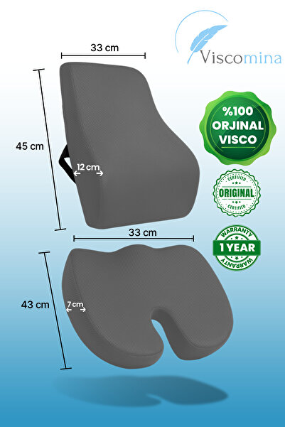 Viscomina Orthopedic Set of 2 Lumbar and Sitting Cushions 100% Visco Ergonomic Support for Office & Car Use