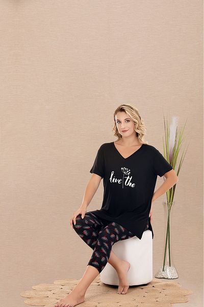 Lady Lingerie Set pijamale cu mâneci scurte, cu decolteu în V pentru femei