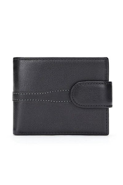 delis Men's Wallet, Eros Pt1343, Genuine Leather, Black