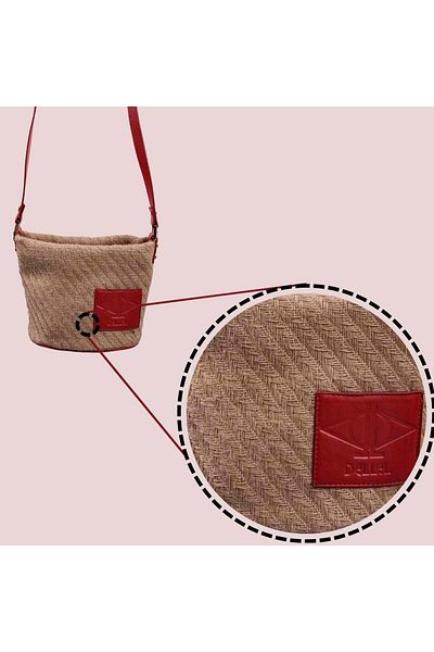 dellel Dellel Red Straw Shoulder Bag, Printed Vegan Leather, Adjustable Strap,Lightweight & Stylish Handbag