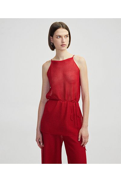 İpekyol Tricot Blouse with Openwork and Tie on the Waist