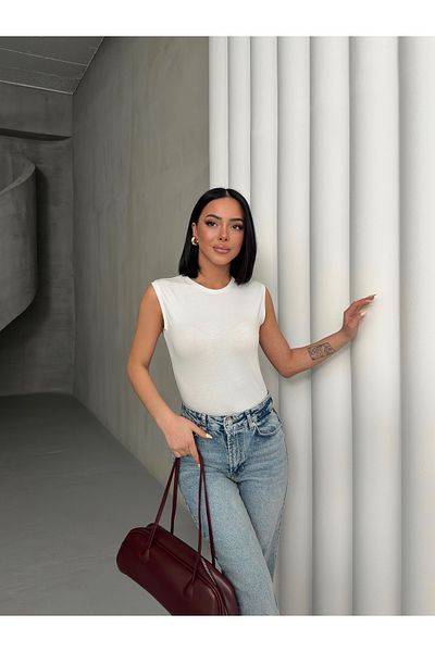 Lunamiratto Tricou alb din bumbac pentru femei, cu decolteu rotund, fără mâneci, cu mâneci zero, din bumbac, cu decolteu