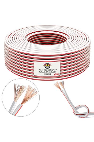 POLAXTOR Hoparlör Kablosu Kordon 2X0.75 Zayıf Akım Led Kablosu Beyaz 10 Metre