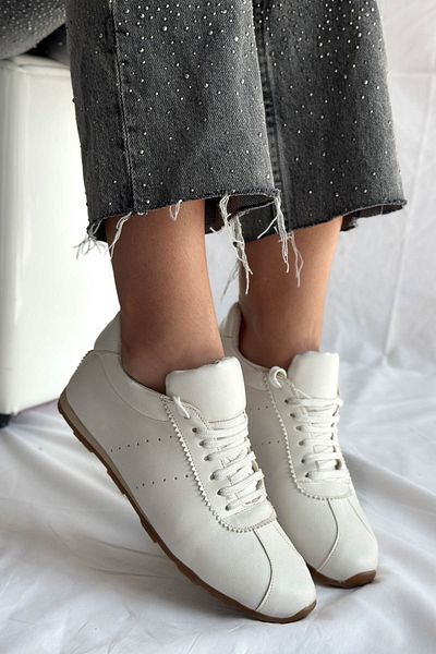 Shoebutik Pantofi sport de damă din piele albă Gruz
