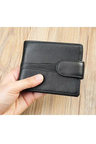 delis Men's Wallet, Eros Pt1343, Genuine Leather, Black