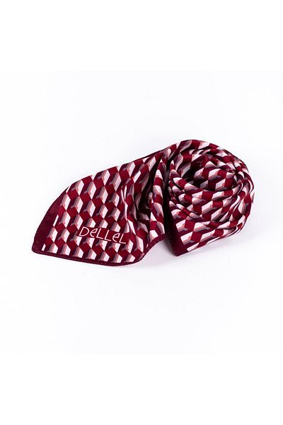 dellel Eșarfă cu monogramă din mătase satinată de lux Bordeaux