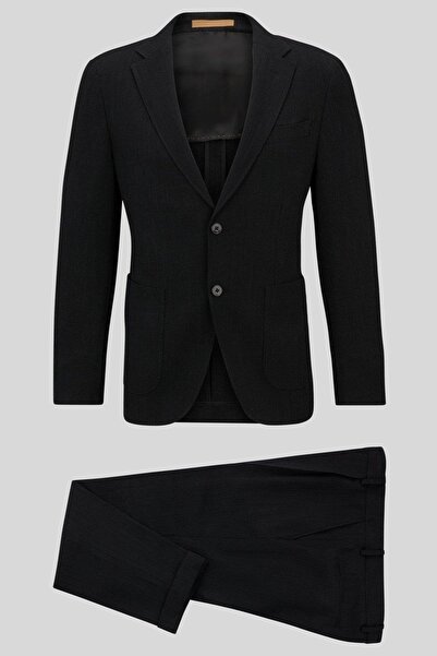 BOSS Slim Fit Yün Erkek Takım Elbise Siyah