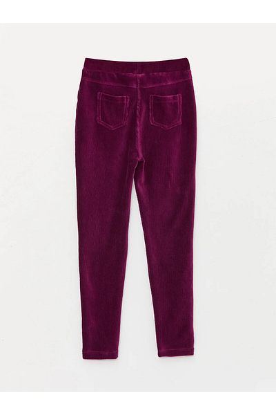 LC Waikiki Girl's Velvet Trousers with Elastic Waist