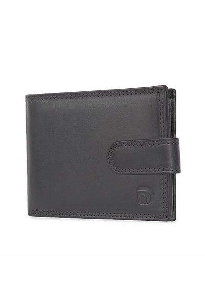 delis Men's Wallet, Iacov Pt1173, Genuine Leather, Black