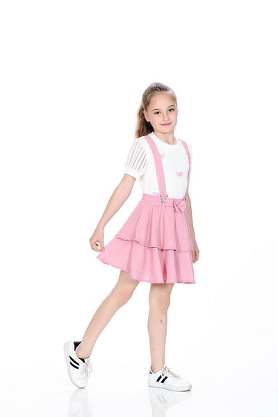 Kamex T-Shirt Bow Detailed Girl's Salopet