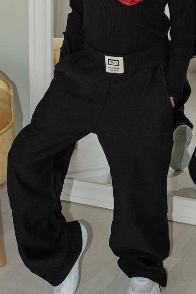 Breeze Girls' Trousers with Waist Detail and Pockets for 8-14 Years, Black