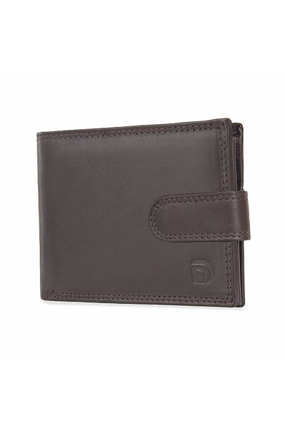 delis Men's Wallet, Iacov Pt1174, Natural Leather, Dark Brown