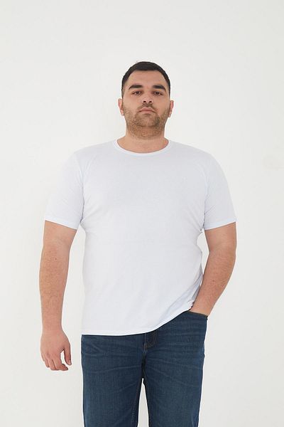 Maccali Men's Slim Fit Oversize Short Sleeve Basic T-Shirt White