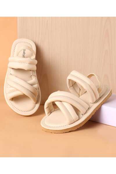 Babyoye Babyoye Sandals with Back Strap Closure Solid Colour - Cream