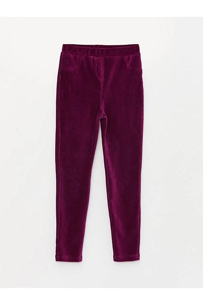 LC Waikiki Girl's Velvet Trousers with Elastic Waist