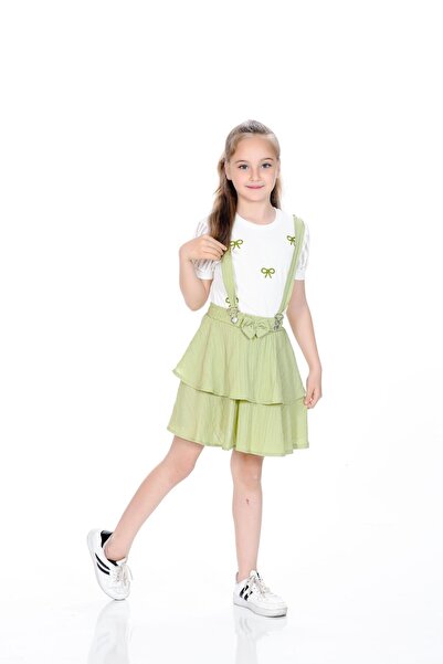 Kamex T-Shirt Bow Detailed Girl's Salopet