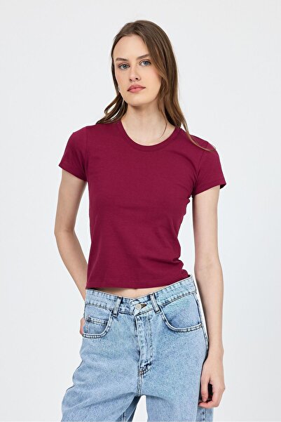 Rays Μπλουζάκι με κοντό μανίκι μπορντό Slim Fit Crew Neck 2214