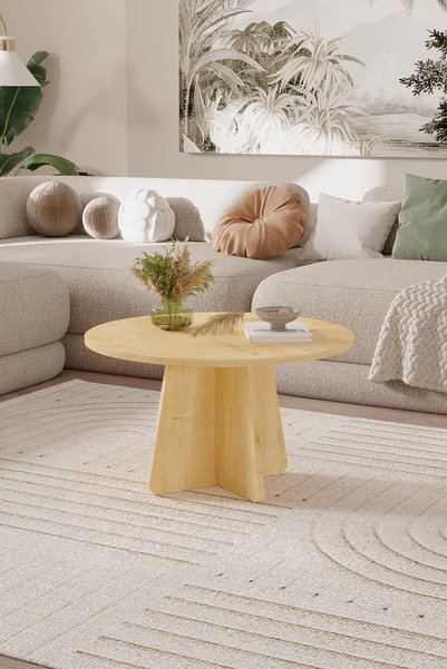 OBİ Atölye NORD Orta Sehpa 72 cm, İskandinav Orta Sehpa, Bohem, Yuvarlak - Meşe