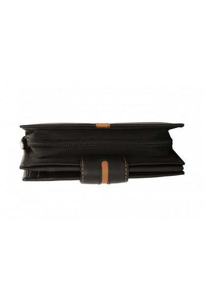 delis Women's Wallet, Neira Pt1400, Genuine Leather, Black/Brown